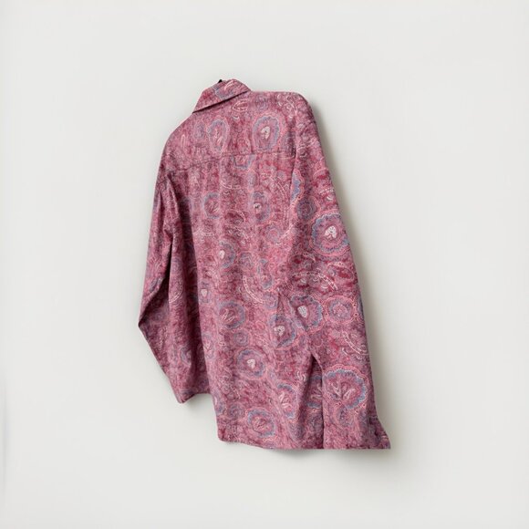 VTG Tommy Hilfiger Red Label Denim Shirt XL Red Paisley Long Sleeve Button Up - Picture 2 of 7